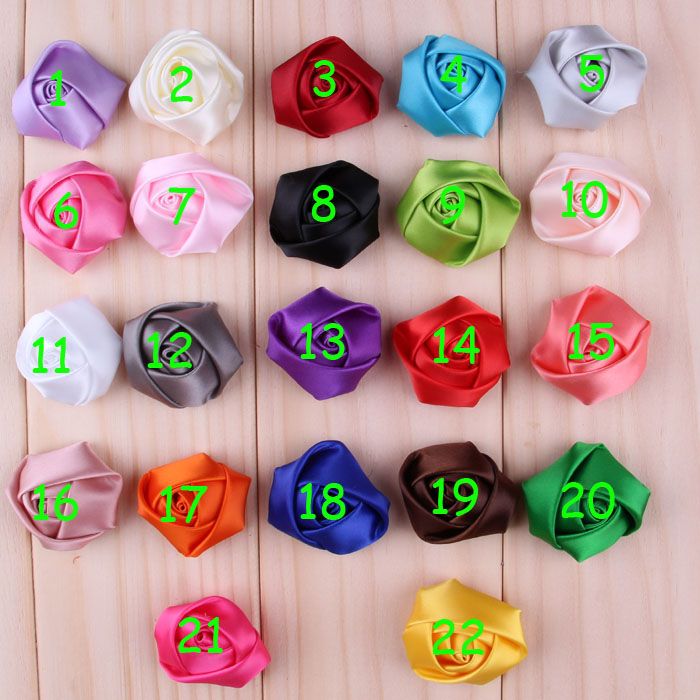 Mini Satin Ribbon Rose Flowers Artificial Flatback Rosebud Flower