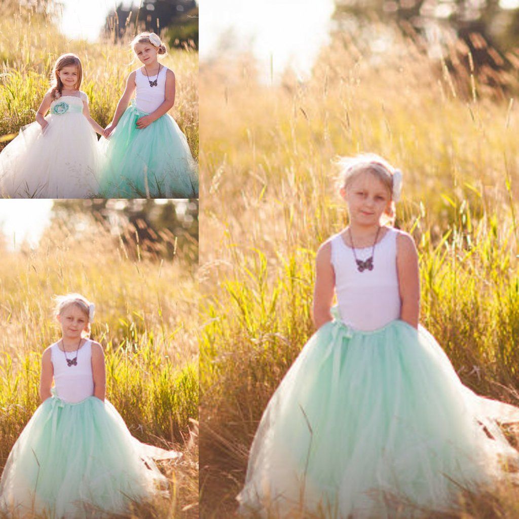  Mint  Green  Junior  Bridesmaid  Dresses  Ball Gowns  Flower 