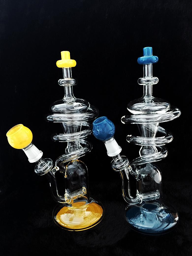 Colorful Glass Bong Unique Spiral Designed Bong Two Functions Glass