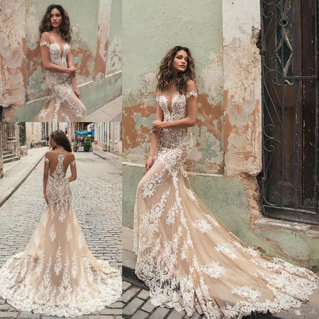 Champagne Mermaid Wedding Dress