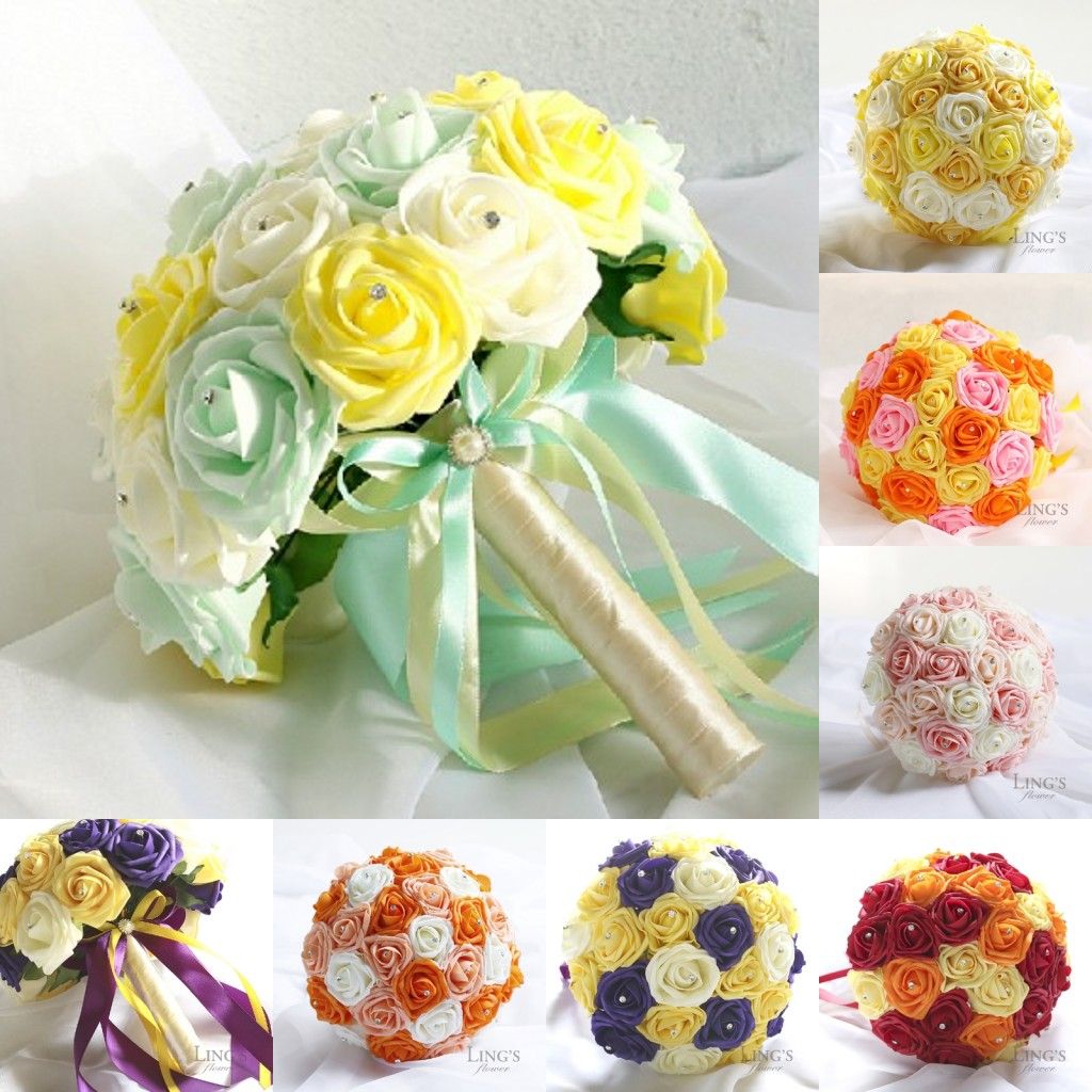 2015 real image cheap bridal bouquets artificial flowers wedding