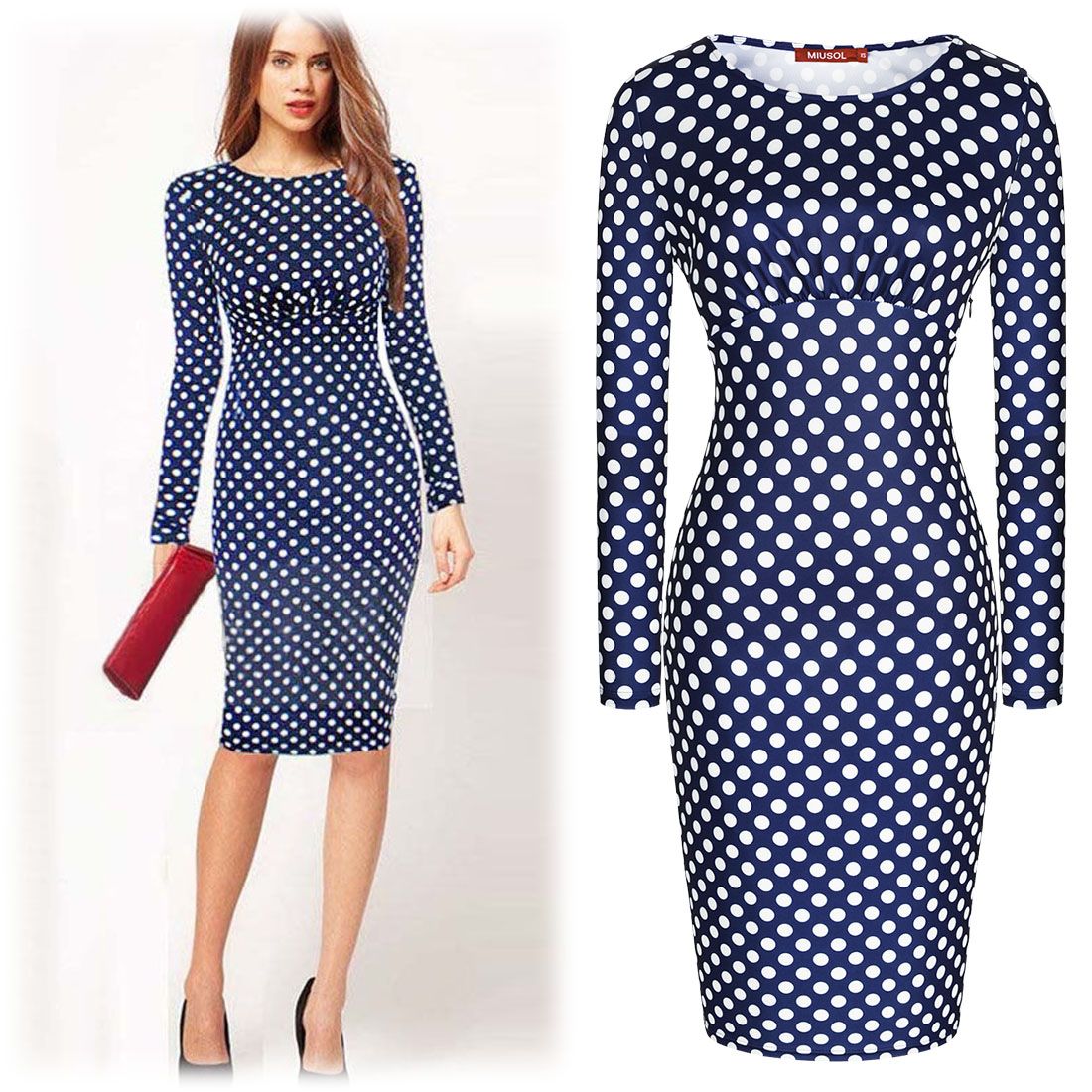 polka dot long sleeve dresses