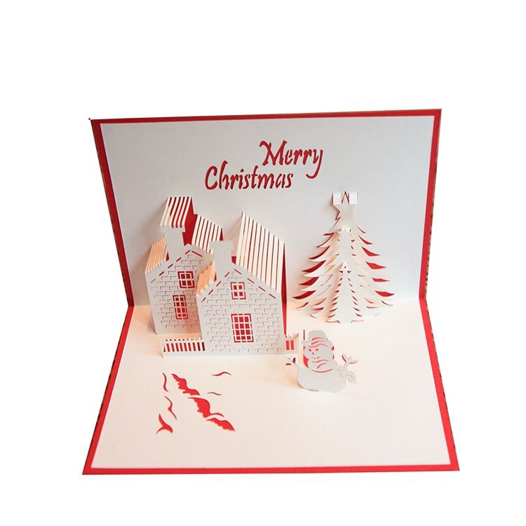 christmas card greeting cards 3d paper cutting castle christmas tree