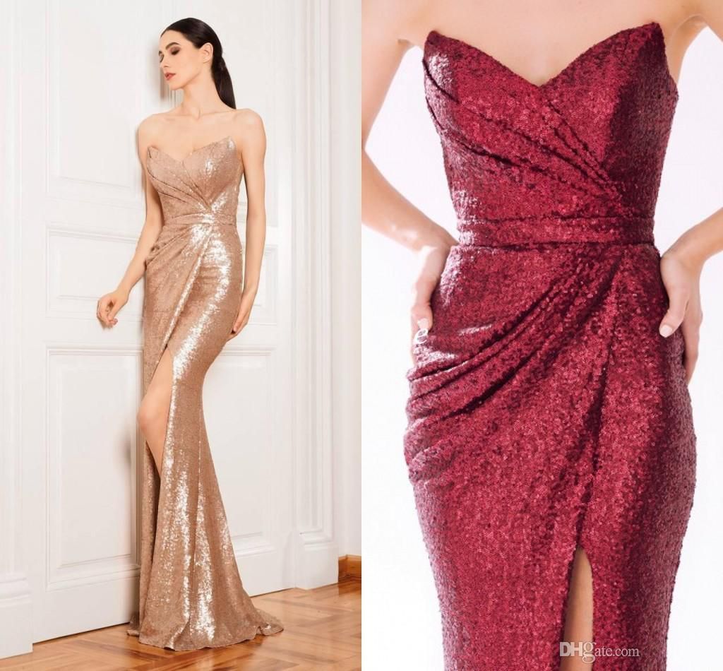 Rose gold evening long dresses pictures