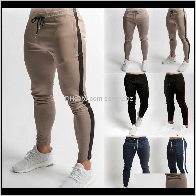 fashion mens casual slim fit sports gym pants jogger drawstring running trousers striped sweatpants1