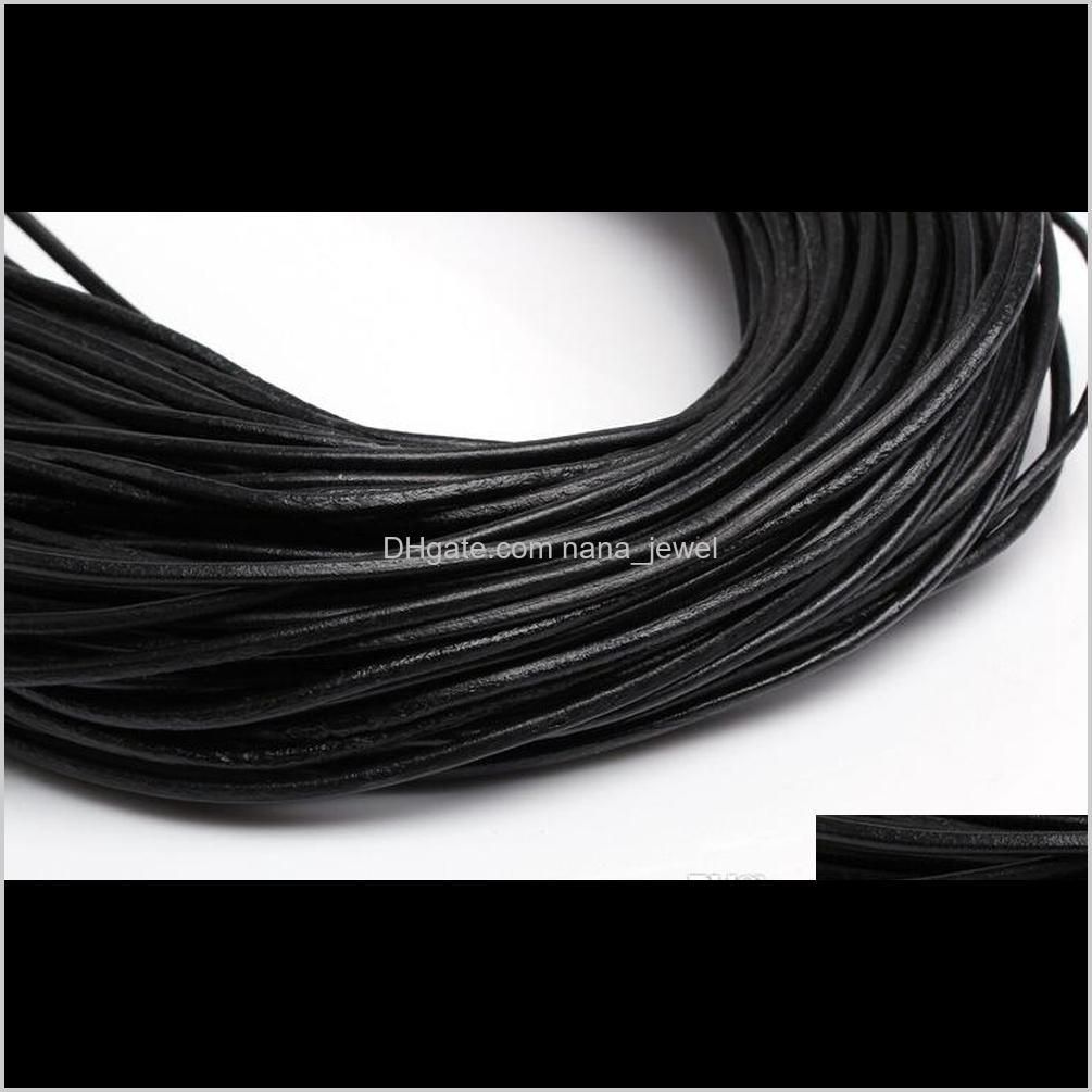 best wholesale 2mm jewelry components lots leather necklace black brown real leather cord lobster clasp fit pendant