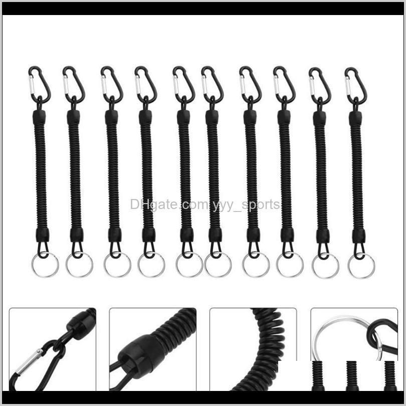 10pcs fishing lanyards boating secure retractable coiled tether with carabiner
