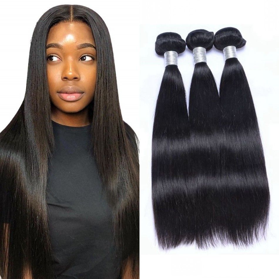 Straight Brazilian Hair Bundles Natural Color 100 Unprocessed Human