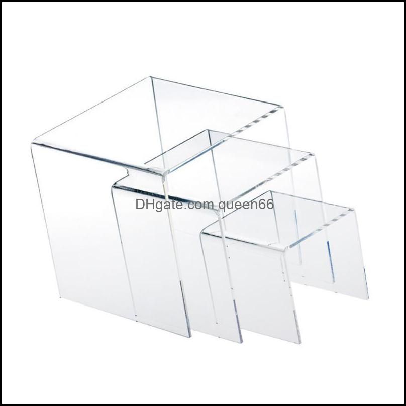 Jewelry Pouches, Bags Set Of 3Pcs Clear Acrylic Display Riser Stand Gifts Showcase