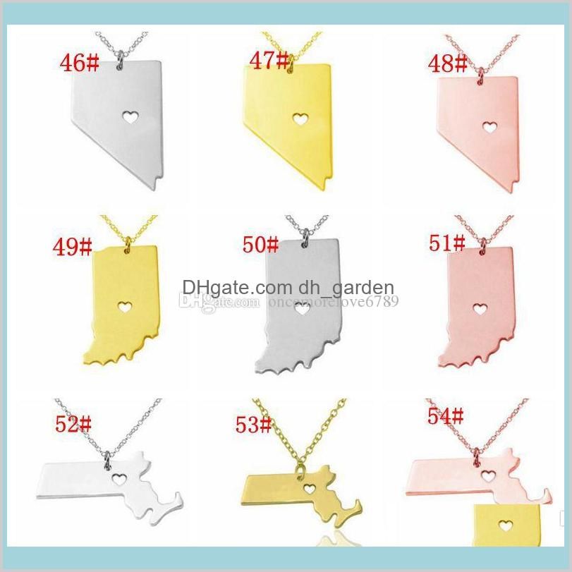 women stainless steel jewelry usa map necklace usa state necklaces pendant heart necklace charm map necklaces jewelry 60 design