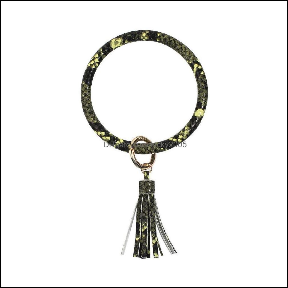 Party Favor Tassel Bangle Keychain Bracelets Keyring Snake Leather O Wristlet Bracelet Circle Charm Key Ring Holder Wristbands
