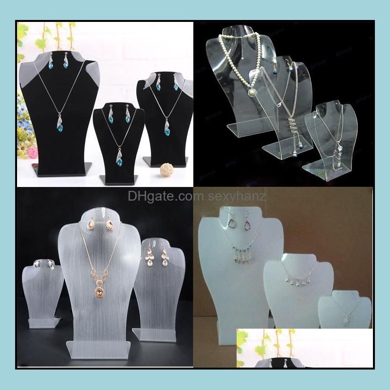 Acrylic Jewelry Dislay Props Necklace &Earring Holder Pendant necklace jewelry Showing Stand Easel 3 Color Available