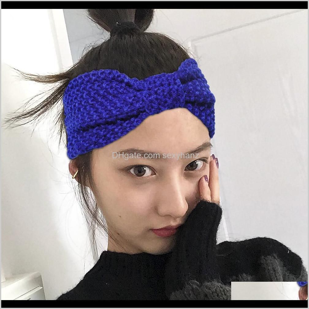 autumn winter knitted headbands women hair accessories retro twisted elastic wide hair scarf hairband solid head band headwear