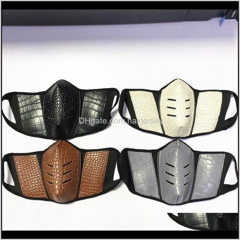 us stock unisex face masks covers pu leather men women dustproof face designer mask fashion mouth-muffle washable outdoor sports party