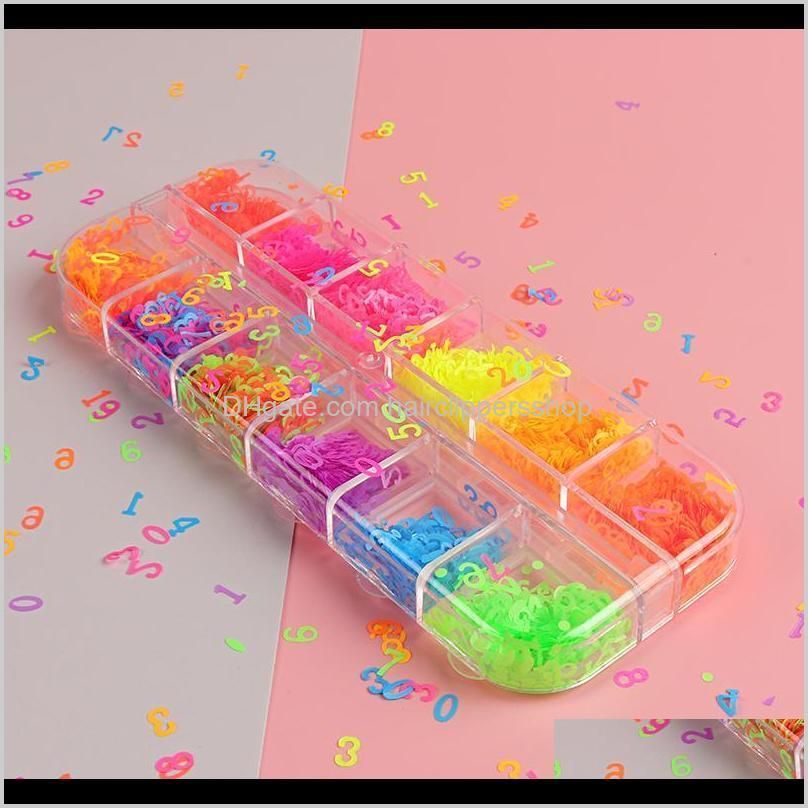 numerals nail glitter 3d flakes slices spangle for manicure design art accessories decorations