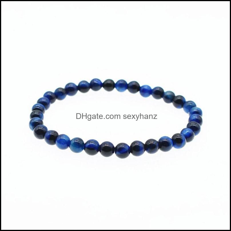 6MM 8MM 10MM Blue Natural stone Bracelets For Mens Healing Tiger eye Beads chain Wrap Bangle Fashion Jewelry Gift