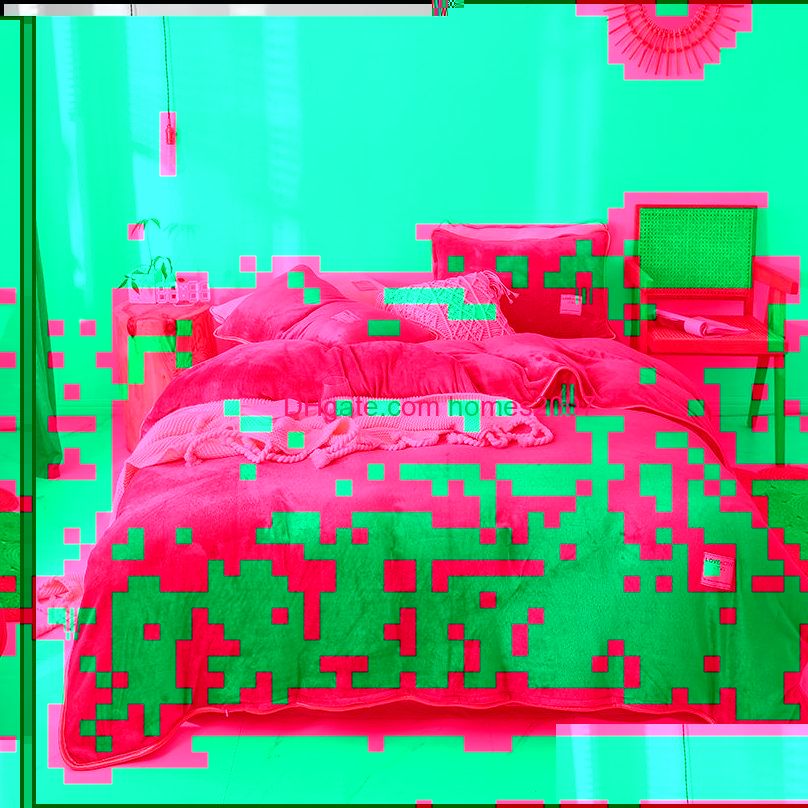 Bedding Sets Pink Gray Purple Blue Solid Color Winter Thick Fleece Fabric Set Velvet Flannel Duvet Cover Bed Sheet/Linen Pillowcases