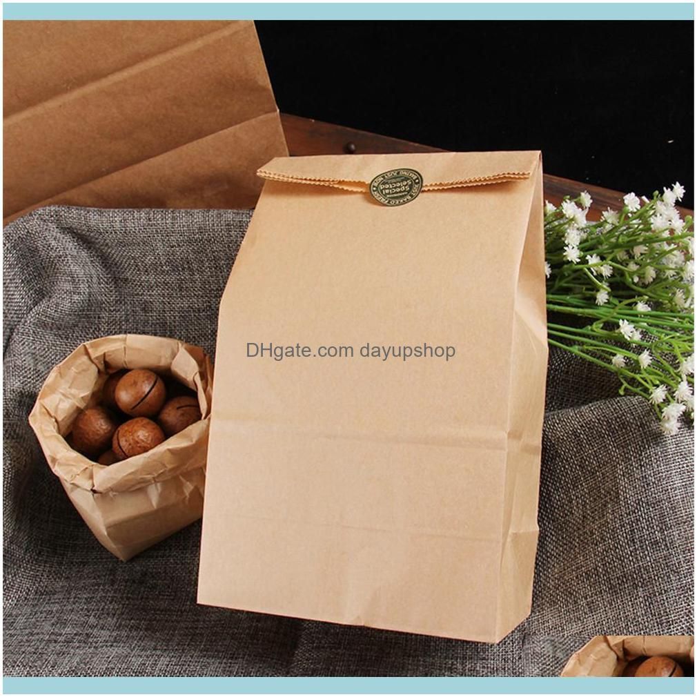 10pcs Brown Kraft Paper bag Gift Bags packing Biscuits candy raft bread Cookie Bread Nuts Snack Baking Package