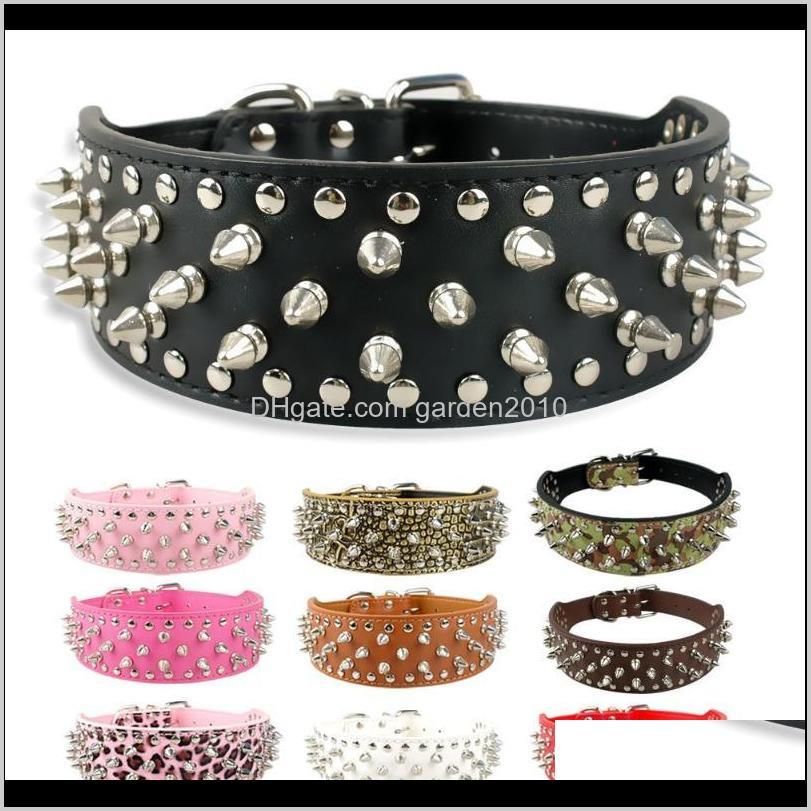 soft spiked studded pu leather dog collar for pitbull boxerbully xs s m l xl. collars & leashes