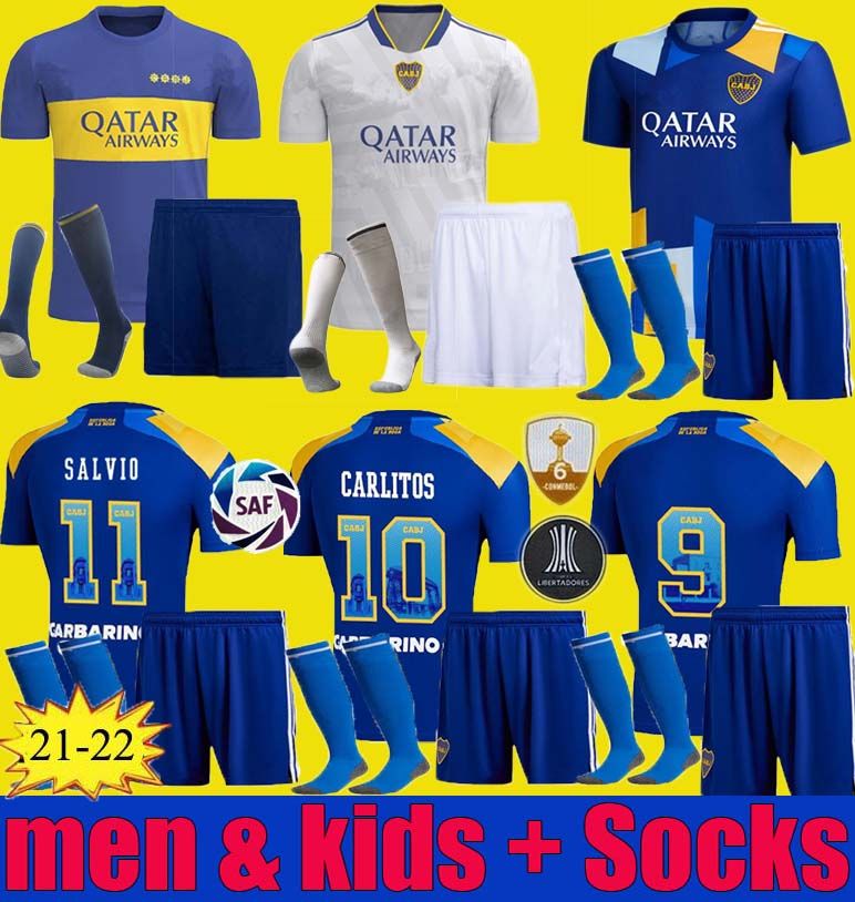 2021 21 22 Boca Juniors Home Soccer Jersey Bombonera 2021 2022 CARLITOS PEREZ DE ROSSI TEVEZ ...