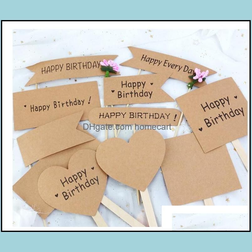 Cupcake Toppers Kraft Paper Party Supplies Vintage Love Heart Letters Picks Food Flags Snacks Sticks for Christmas Wedding Bridal