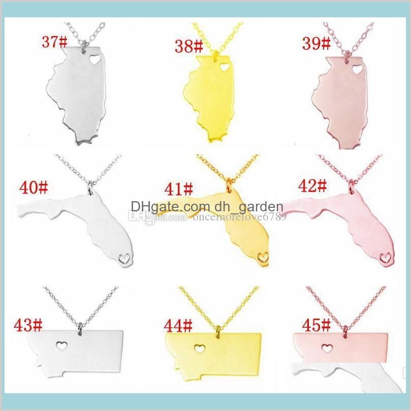 women stainless steel jewelry usa map necklace usa state necklaces pendant heart necklace charm map necklaces jewelry 60 design