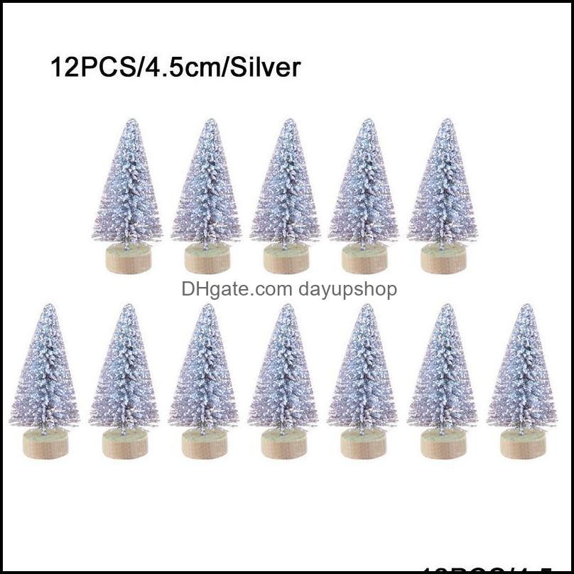 Mini Christmas Tree Sisal Silk Cedar - Decoration Small Christmas Tree - Gold Silver Blue Green White Mini