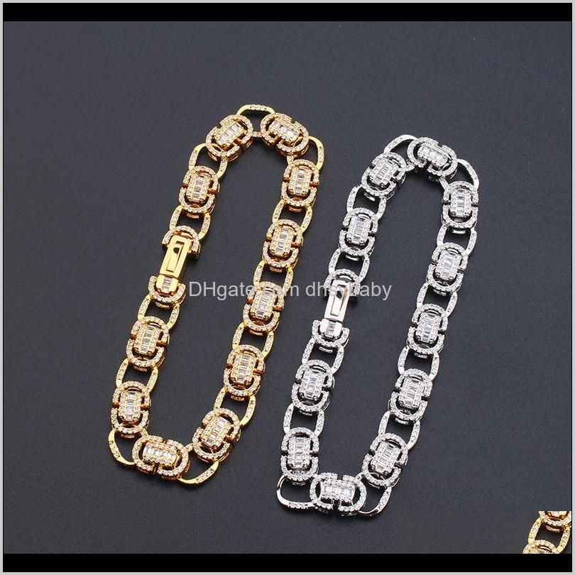 hip hop claw setting cubic zirconia bling iced out 9mm geometric round link chain bangle bracelet for women rapper jewelry link,