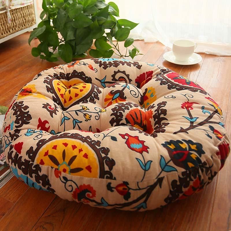 Cheap Cushion/Decorative Pillow Japan Futon Cushions Cotton Linen Sofa Throw 52cm Thicker Round