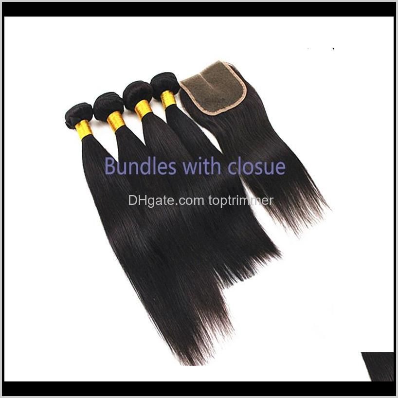 straight hair extensions with 4x4 hair closure peruvian indian 100% unprocessed human hair bundles with part closure 8-28inch