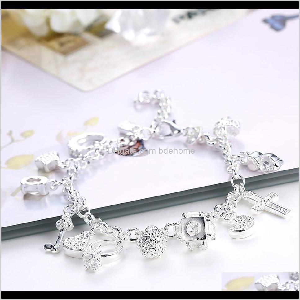 silver bracelets for women 925 sterling silver jewelry wristband multi charms bracelet wedding party gift