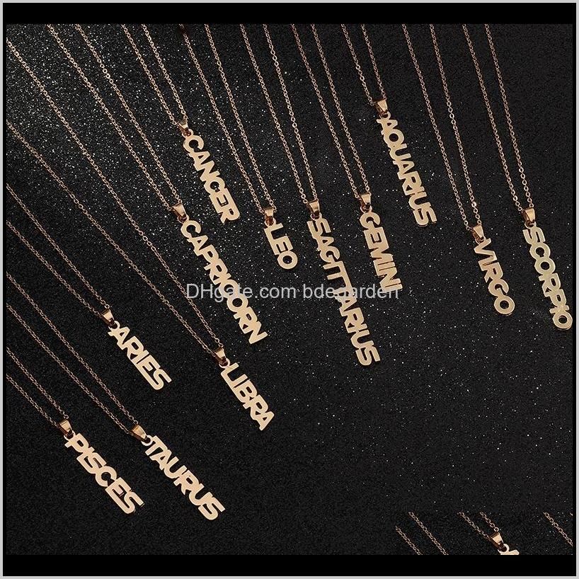 12 constellation necklace classic taurus virgo sagittarius gold zodiac sign round pendant chain necklace jewelry