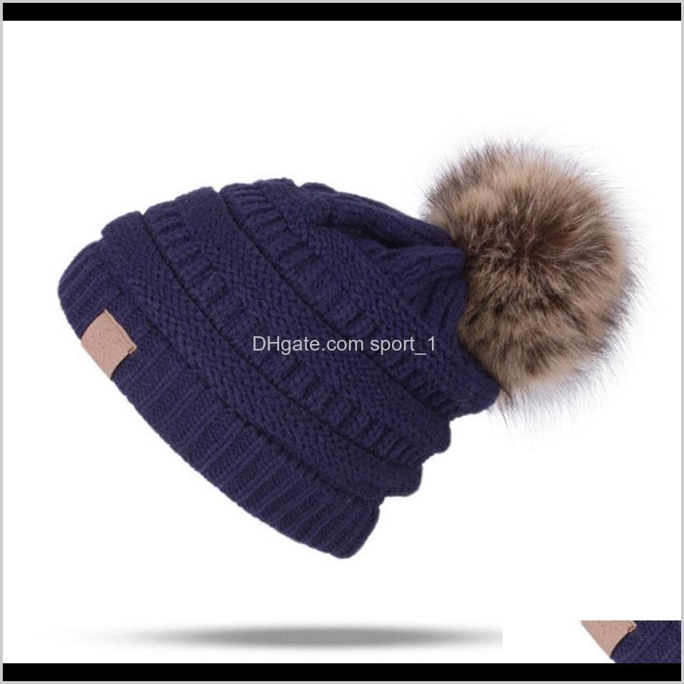 winter women knitted thick beanies letter pom pom fur ball hat warm wool unisex crochet skull beanie female ski fleeced caps