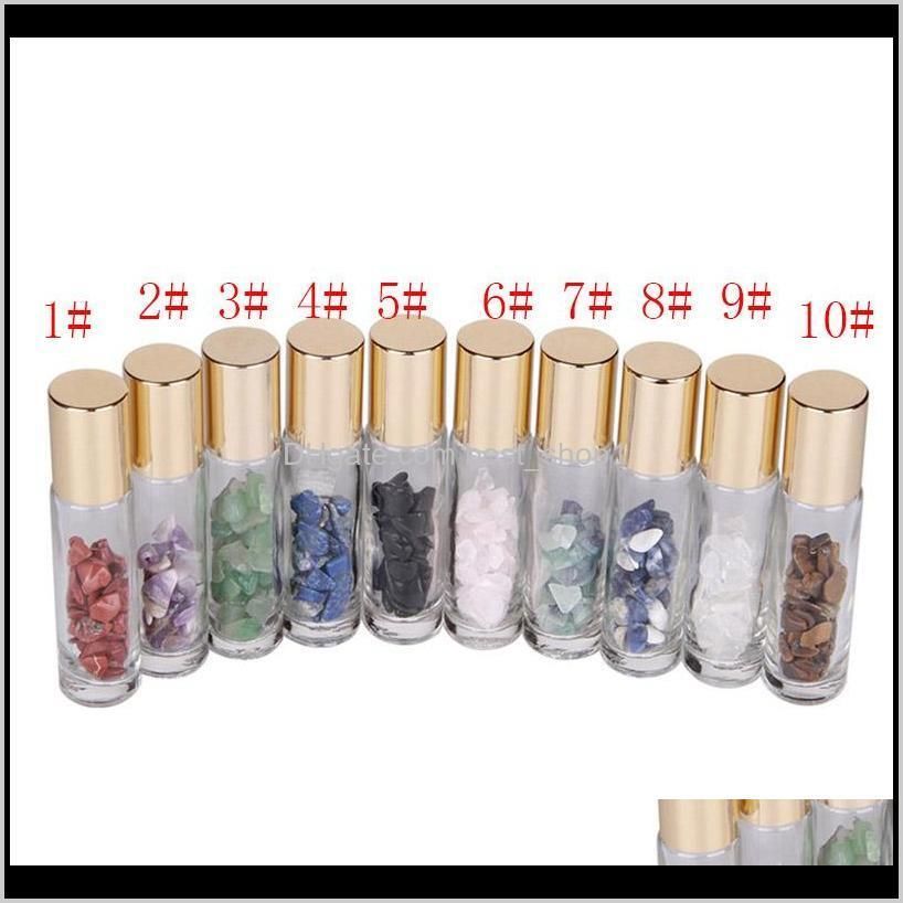natural semiprecious stones essential oil gemstone roller ball bottles clear glass healing crystal chips 10ml ewf2640