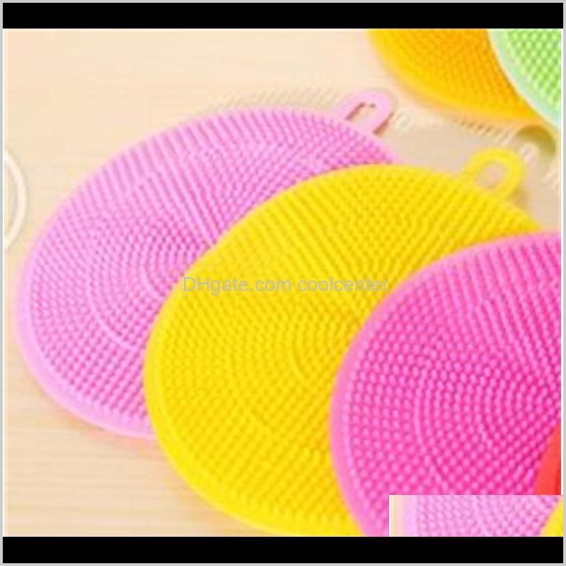 silicone round cleaning brushes soft kitchen dishcloths multi color brush bowl plate pot gadgets double sided hanging 0 32kq g2