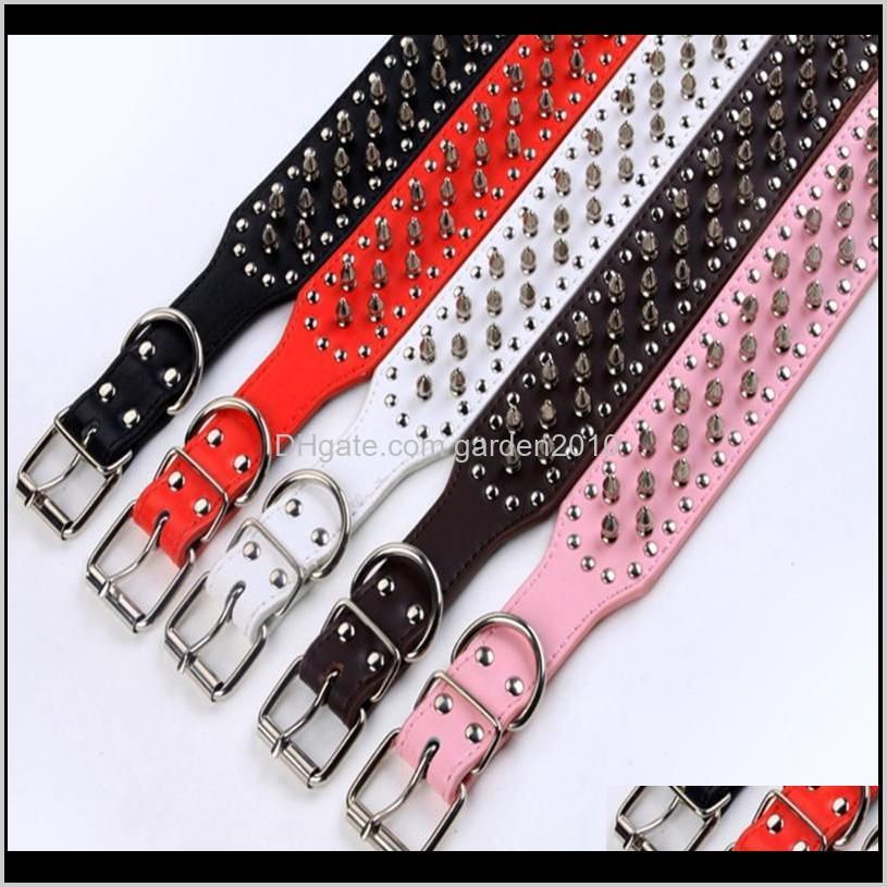 soft spiked studded pu leather dog collar for pitbull boxerbully xs s m l xl. collars & leashes