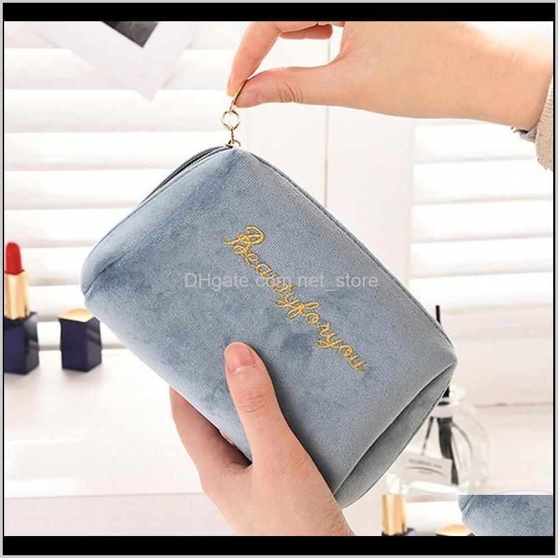 pcs women 1 zipper velvet make large bag travel up up bag solid makeup for color female cosmetic make pouch necessaries fqroq