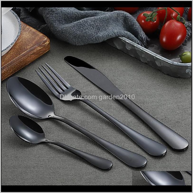 black color stainless steel spoons forks knives flatwaretitanium plated tableware set dinnerware set coffee spoons teaspoons ice cream