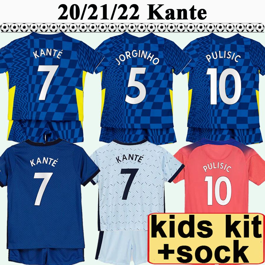Best 20 21 22 GIROUD PULISIC Kids Kit Soccer Jerseys MORATA KANTE ZIYECH Home Away 3rd Football 