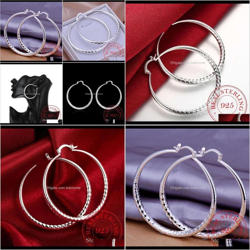 925 sterling silver hip hop round earrings for women large circle 5.1cm piercing hoop earring dropship suppliersvip