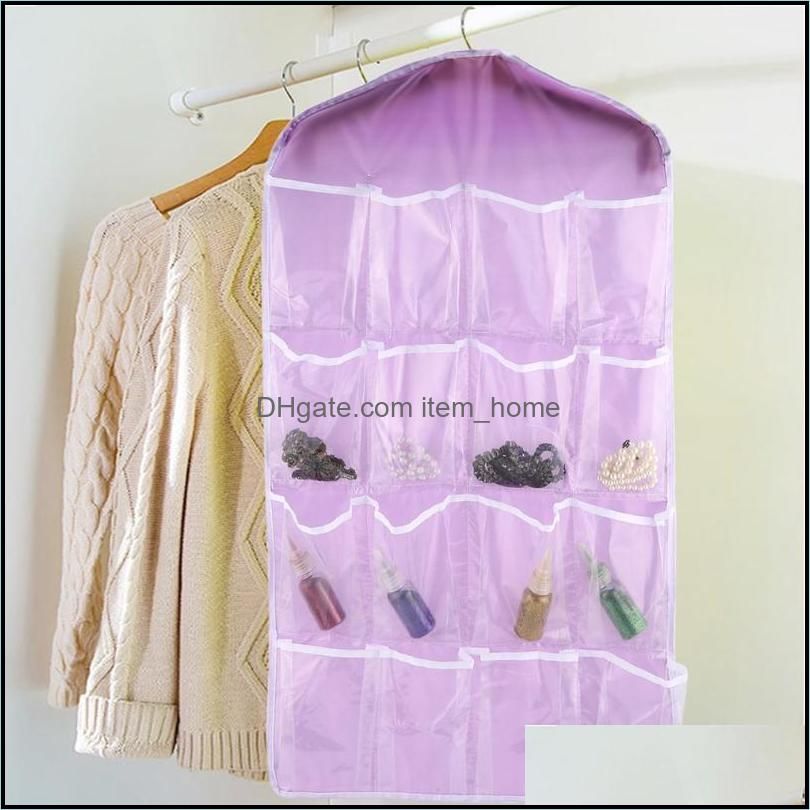 Storage Bags 16 Grids Foldable Wardrobe Hanging Container Clothing Underwear Bras Socks Ties Hanger Shoes Bag Drop