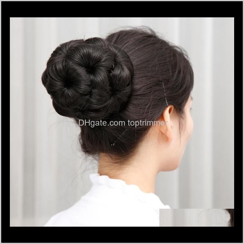 alileader flower curly hair clips bun sticks easy clip in big flower hair bun chignon with plastic comb synthetic hair