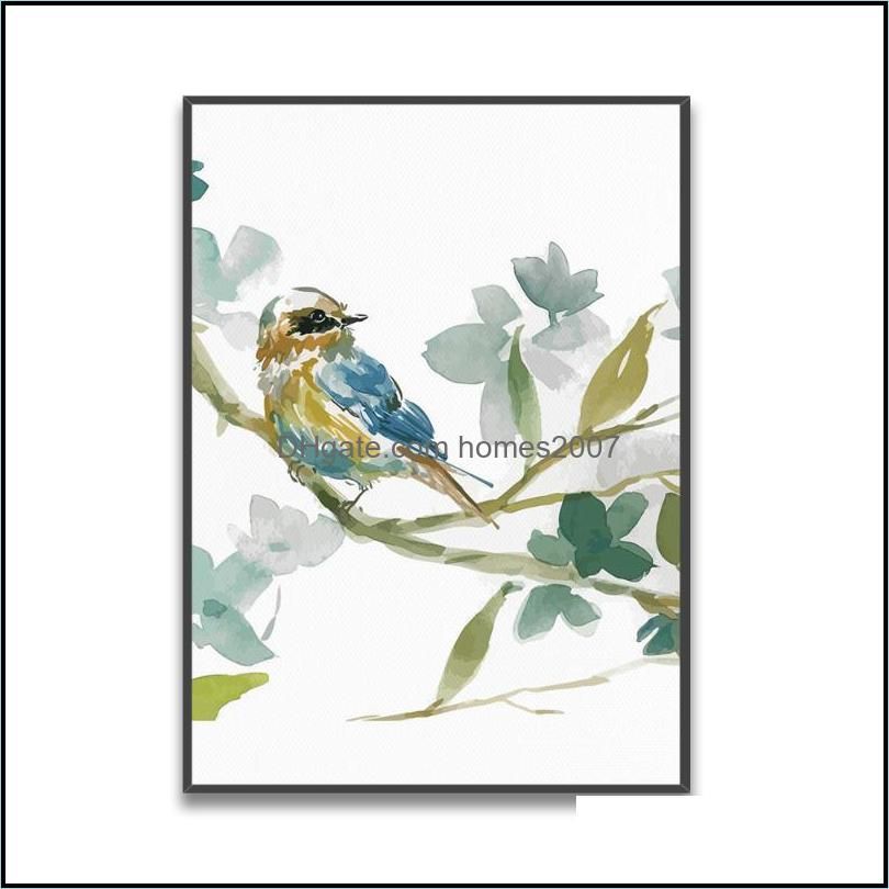 Paintings Watercolor Hummingbird Sparrow Wall Art Animal Birds Canvas Painting Modern Poster And Print Picture For Living Room Home