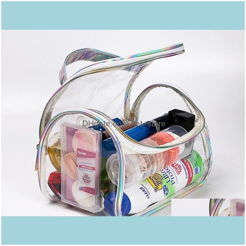50pcs Cosmetic Bag Women PVC Transparent Multifunctional Waterproof Travel Beach Wash Bag