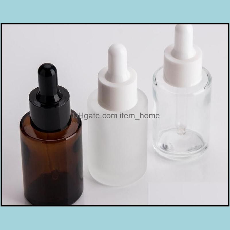 Free Shipping 100pcs 30ml frosted OR clear glass bottles with the white dropper DHB664