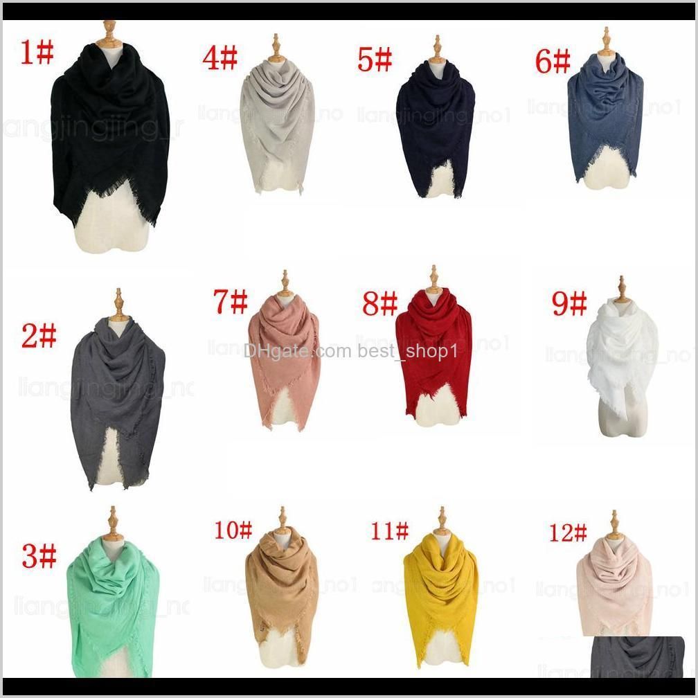 13styles solid scarves blankets tassel square wraps winter air condition shawl fringed muffler neck scarf ring plain neckerch 140cm