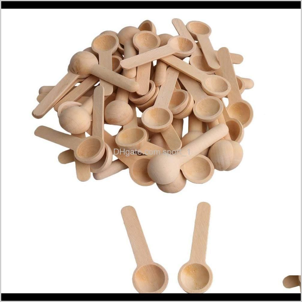 100pcs/lot mini nature wooden home kitchen cooking spoons tool scooper salt seasoning honey coffee spoons shiping