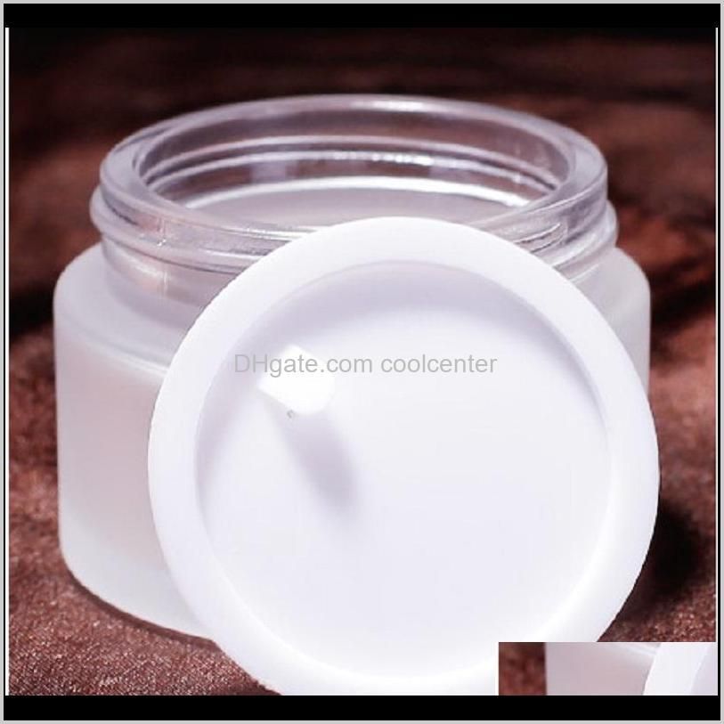 frosted glass cosmetic cream bottle round jars bottle with inner pp liners for hand face cream bottle 5g to 100g