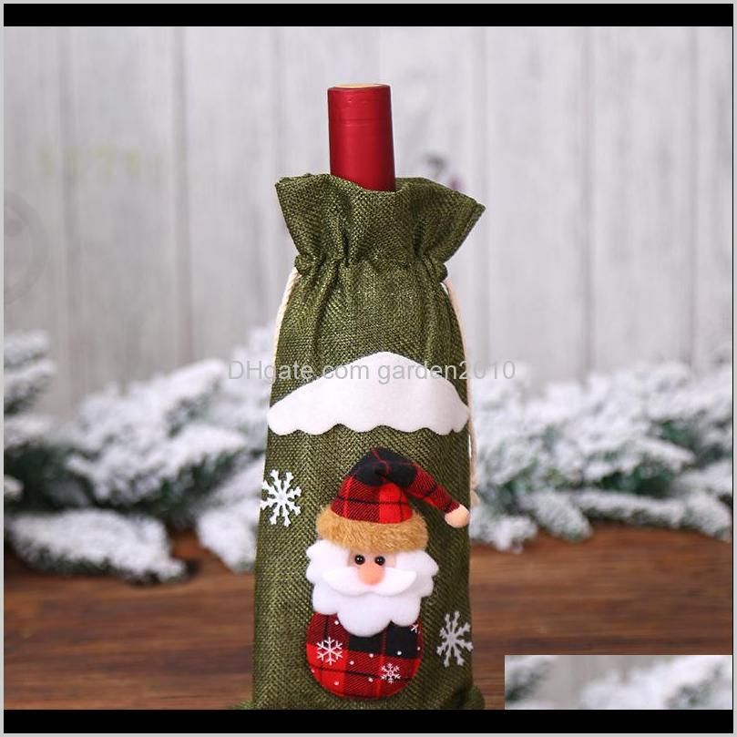 new christmas decoration red wine bottle sleeve linen bottle cover tableware decors for hotel santa claus snowman creative christmas