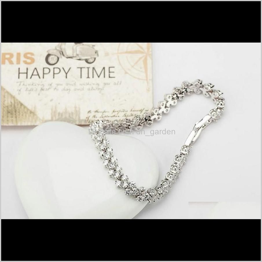 luoteemi roman chain bracelet for women luxury 2.75mm cubic zircon inlay charm bracelet bride jewelry white gold plated